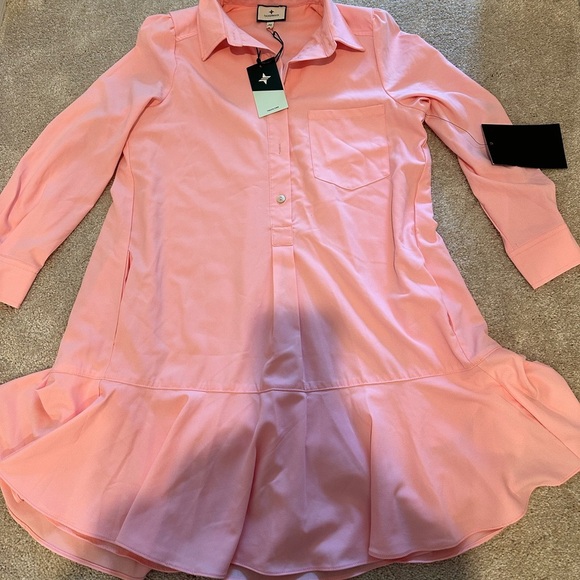 Tuckernuck Peach Crepe Callahan Collared button down shirt dress XS NWT - Picture 4 of 6